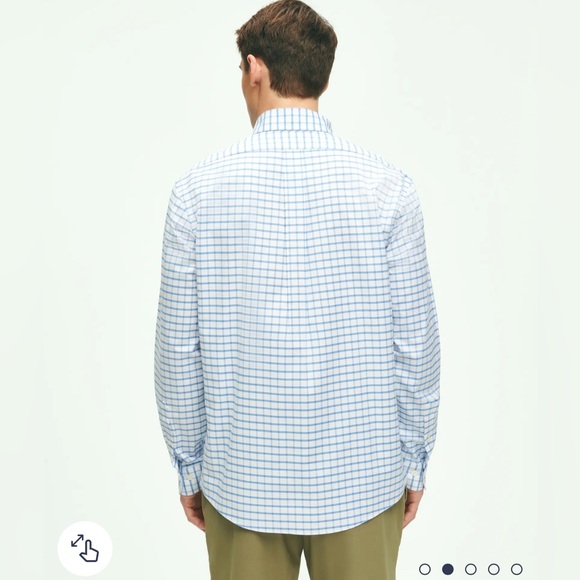Brooks Brothers Stretch Cotton Oxford Polo Button Down, Windowpane Shirt (Sm) - Picture 8 of 9